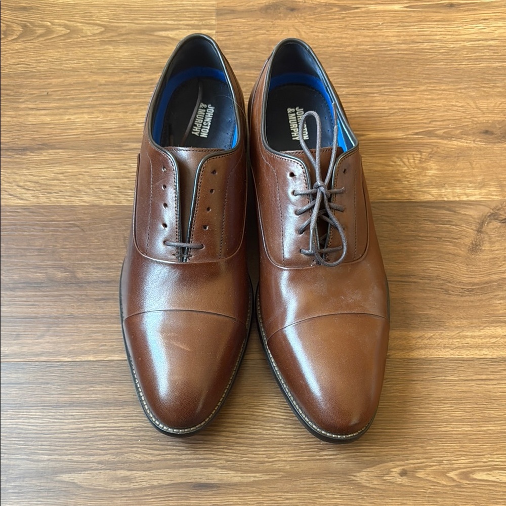 NWOT Johnston & Murphy Men's Brown Leather Oxford Shoes 12M
